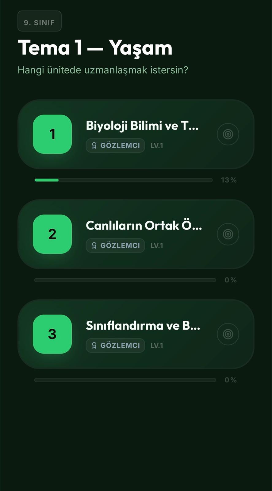 BiyoSmart: Ünitende ilerle